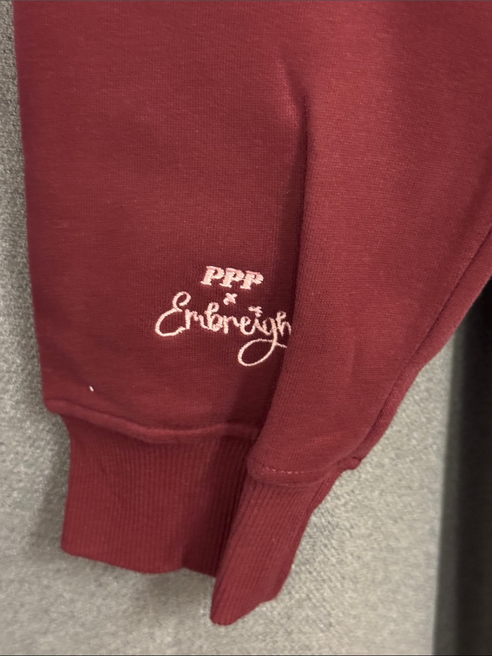 Pink Palm Puff Women's Maroon Hoodie - Picture 4 of 12
